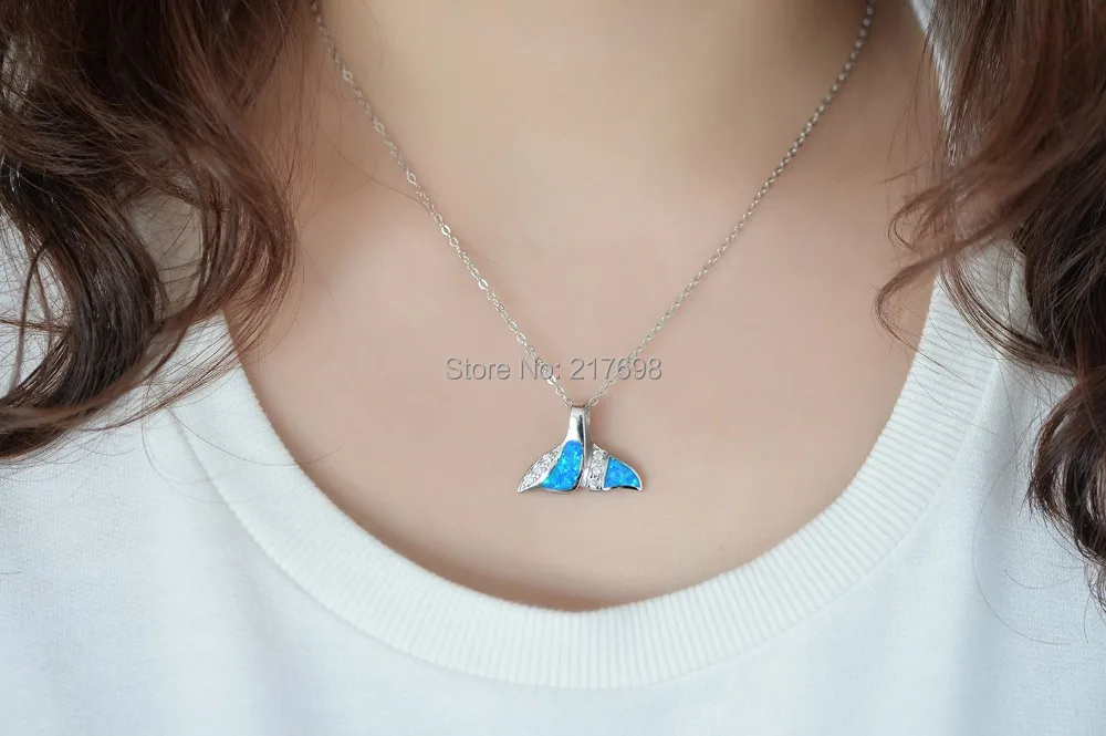 Ожерелье DORMITH из настоящего серебра 925 пробы с голубым и белым опалом ожерелье