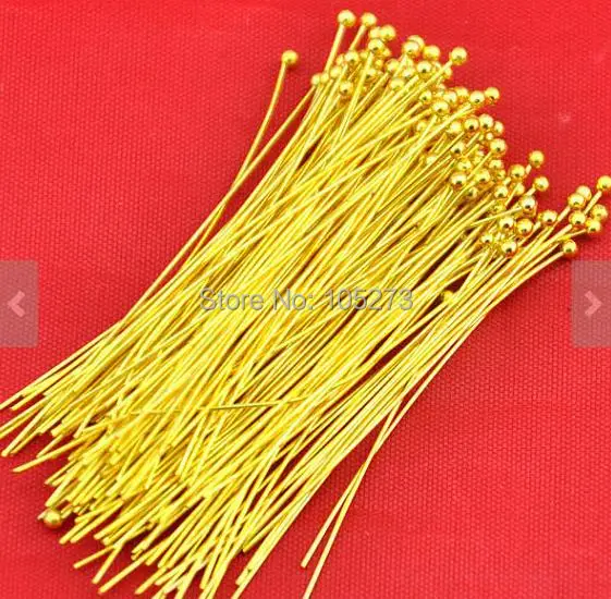 200 шт Позолоченные Латунные булавки с шариковой головкой 40 мм-технические