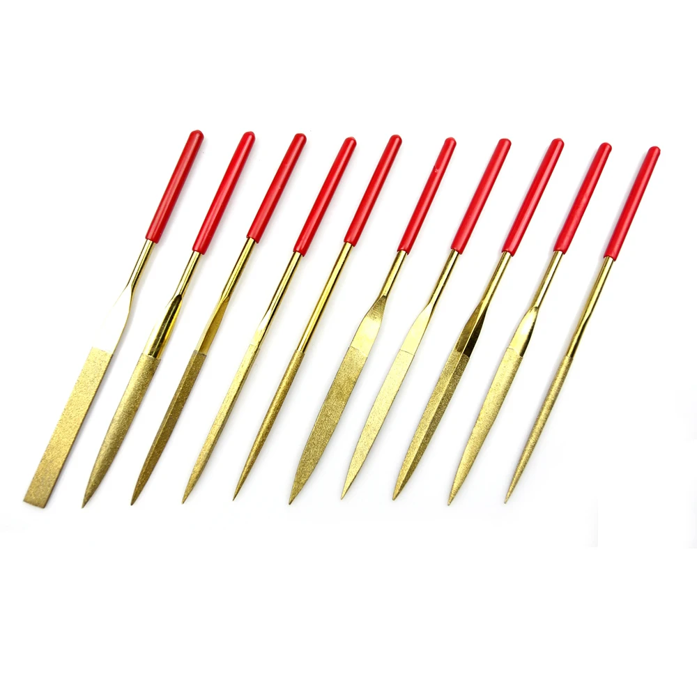 10 pieces/pack Assorted 5*180mm Ti coated Diamond File Set Emery Files Reshaping | Инструменты