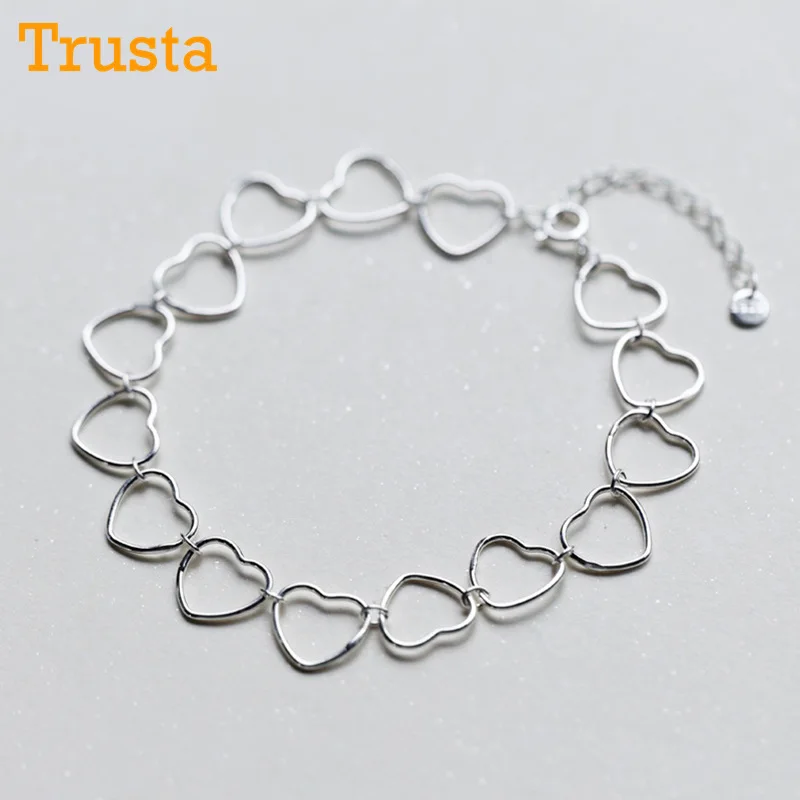 Trusta, 925, цельное Настоящее серебро, модный браслет с бусинами и звездами, 16 см, для девушек-подростков, девушек, женщин, подарок, ювелирные изделия ds971