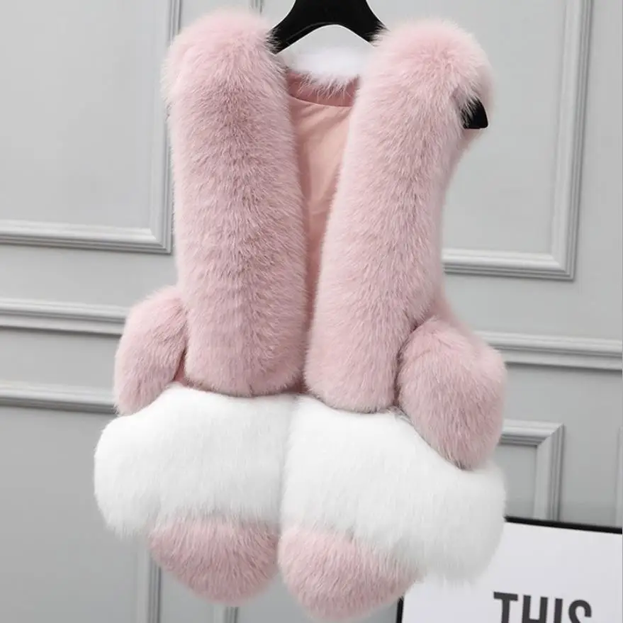 

fur vest women's fox fur vest short design casual natural fur coat gradient color fur outwear