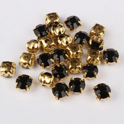 Новое поступление настоящие пришитые Стразы Jet Black Gold/silver коготь основа из СТРАЗА 4 мм/5 мм/6 мм/7 мм/8 мм использовать для Diy аксессуары