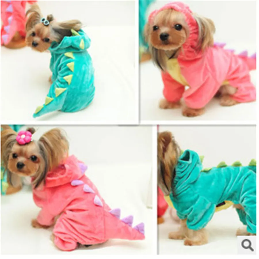 Забавная одежда для домашних животных плюшевая Одежда собак костюм динозавра с