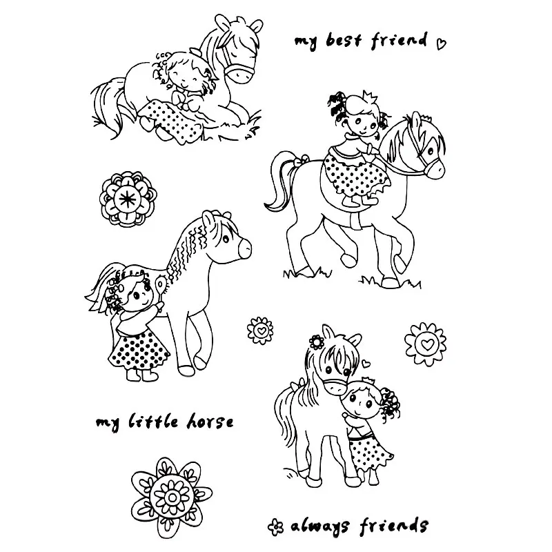 

MY LITTLE HORSE ALWAYS FRIENDS Scrapbook DIY photo cards account rubber stamp clear stamp transparent Handmade card stamp