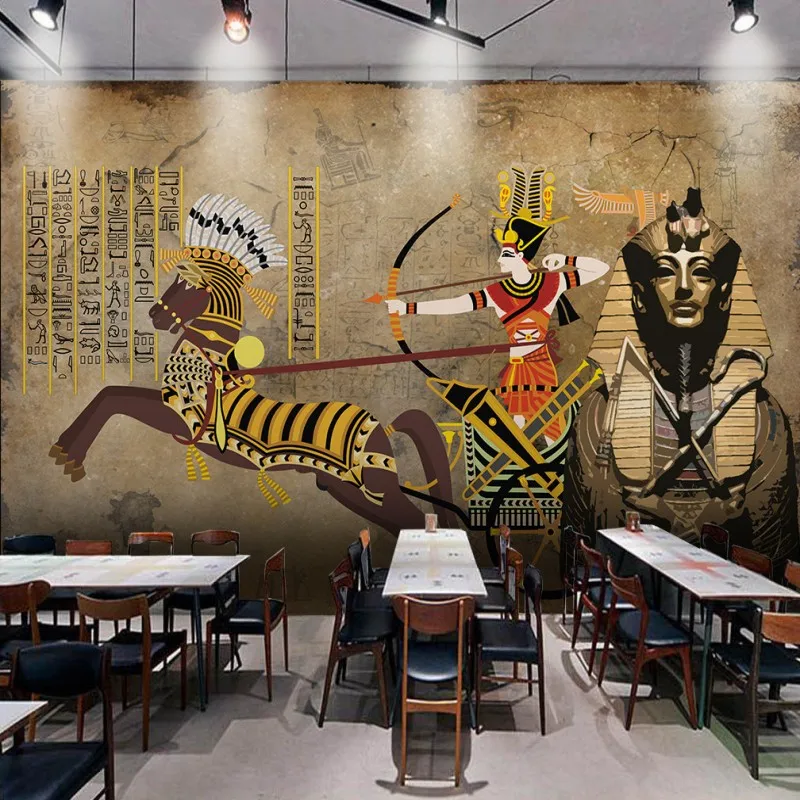 Пользовательские фото обои ретро Египетский стиль росписи Ресторан Бар на заказ