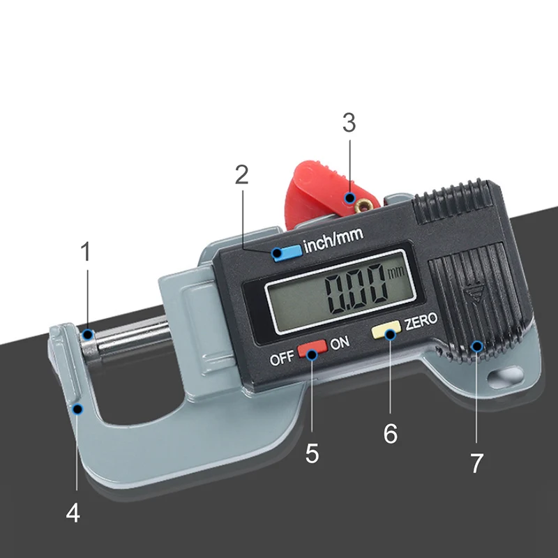 Professional Precise Digital Thickness Gauge Meter Tester Micrometer 0 to 12.7m Caliper 0.01mm Resolution 1pc | Инструменты