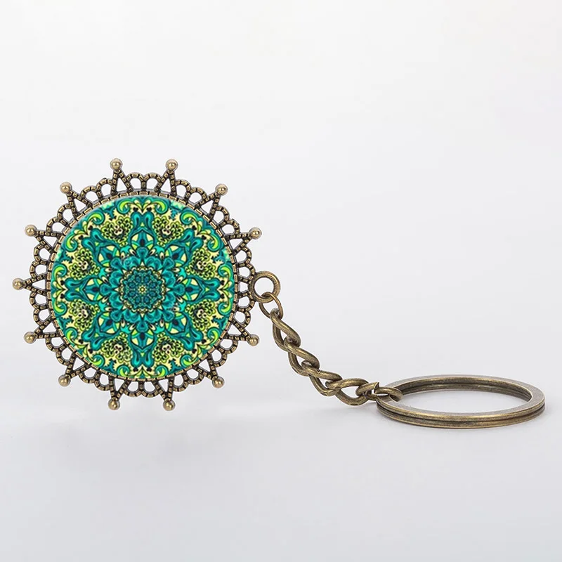 SUTEYI классический Мандала Цветок лотоса кольцо для ключей буддистский символ ом