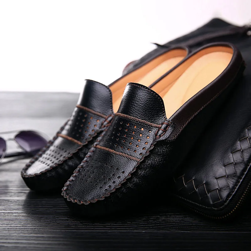 Новинка модные мужские кожаные Туфли без каблуков в британском стиле Половина