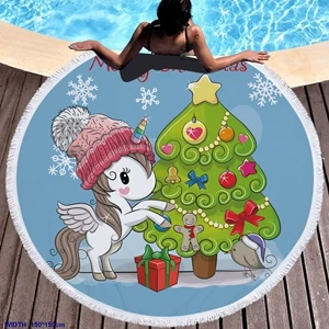 4 1 шт. 150*150 см DIY полотенце Merry Christmas микрофибра и кисточка полотенце с принтом используется для пикника Рождество пляж полотенце catoon - Цвет: 4