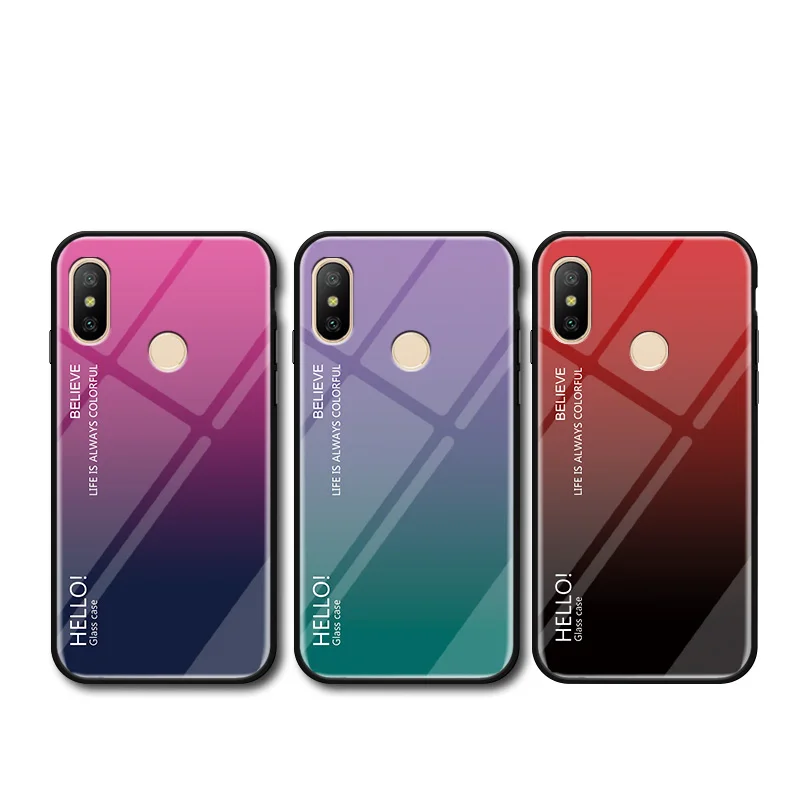 Красочные стекло чехол для телефона Для Сяо mi красный примечание 6 5 Pro 4 4X 5A Prime