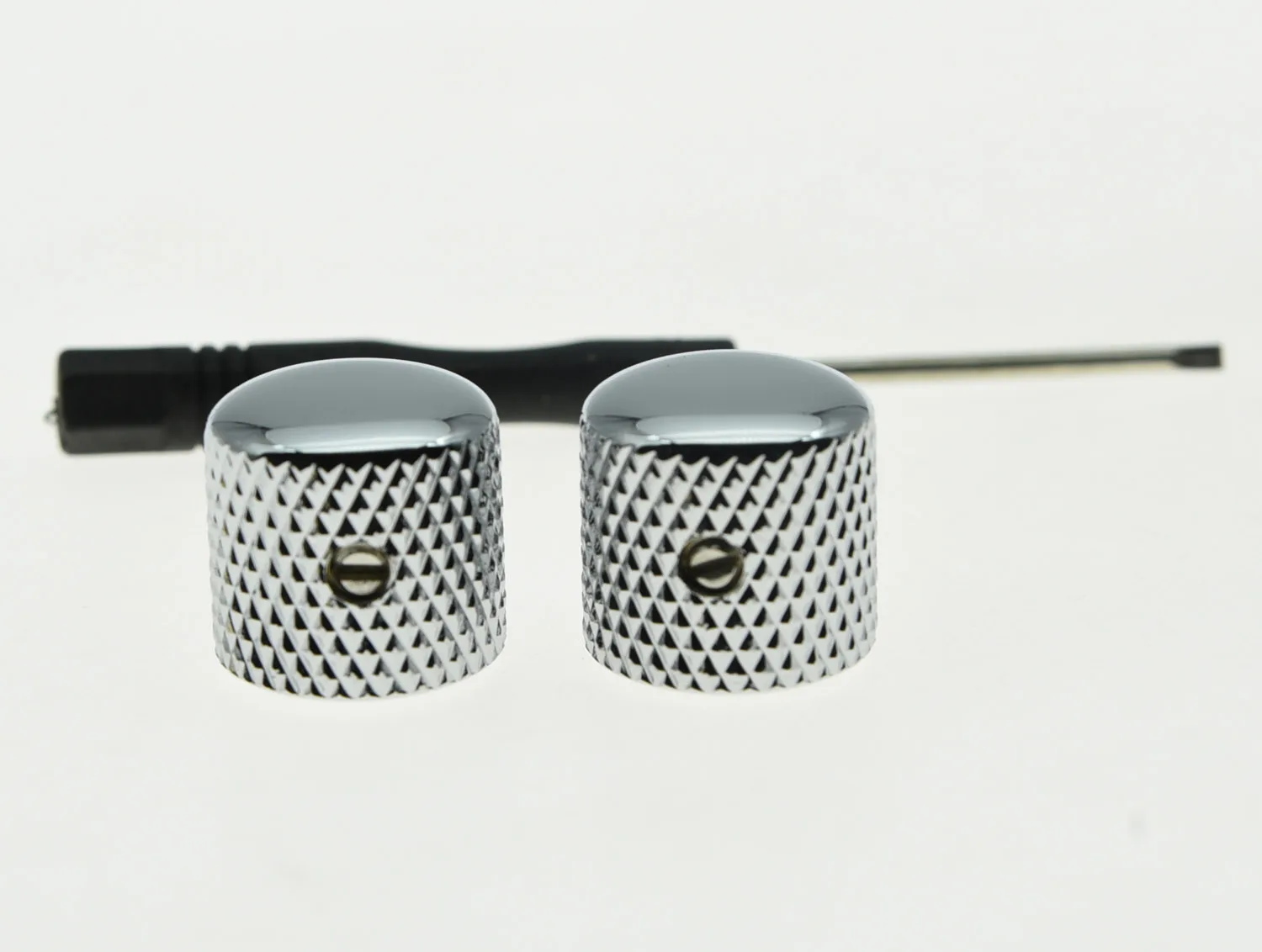 

KAISH 2pcs Set Screw Chrome Metal Guitar Dome Knobs for Tele for Telecaster or Bass Knob