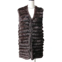harppihop 2019 natural rabbit fur knitted vests new six color good quality lady rex fur jackets underwaist sleeveless fur vest