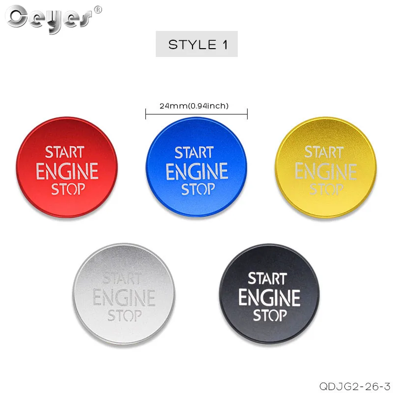 Style 1 Button Cover Ceyes аксессуары для салона автомобиля Стайлинг двигатель кнопка запуска стоп кольцо чехол для Volkswagen Golf MK7 CC VW Passat B8 Декоративные Чехлы - Название цвета: Style 1 Button Cover