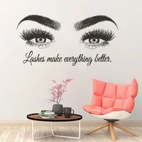 custom text beauty salon wall decal eyebrows maky up wall sticker eyelashes extension vinyl wall posters lash bar decor az491