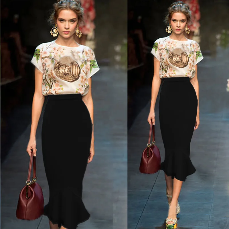 Женщины элегантный bodycon юбка карандаш высокой талией упругой работы ну вечеринку