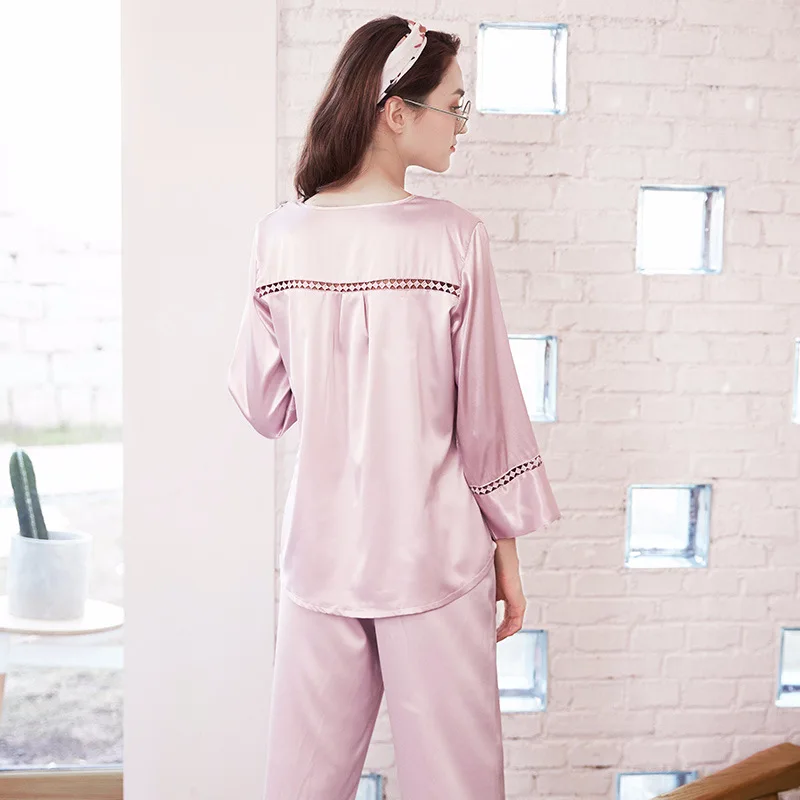 Пижамный комплект Женская атласная пижама с глубоким V образным вырезом|pyjama
