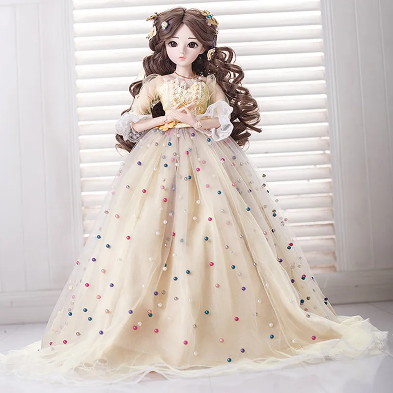 60 см BJD Куклы Горячая Новинка Bebe Reborn макияж кукла с элегантным Макси платье парики обувь шляпа красивая принцесса игрушки для девочек