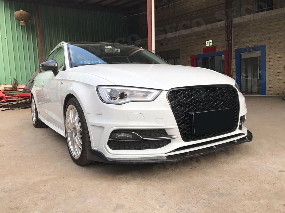 Углеродного волокна передний спойлер разветвители для Audi A3 S3 хэтчбек-(не A3 Стандартный не седан) головной бампер подбородок