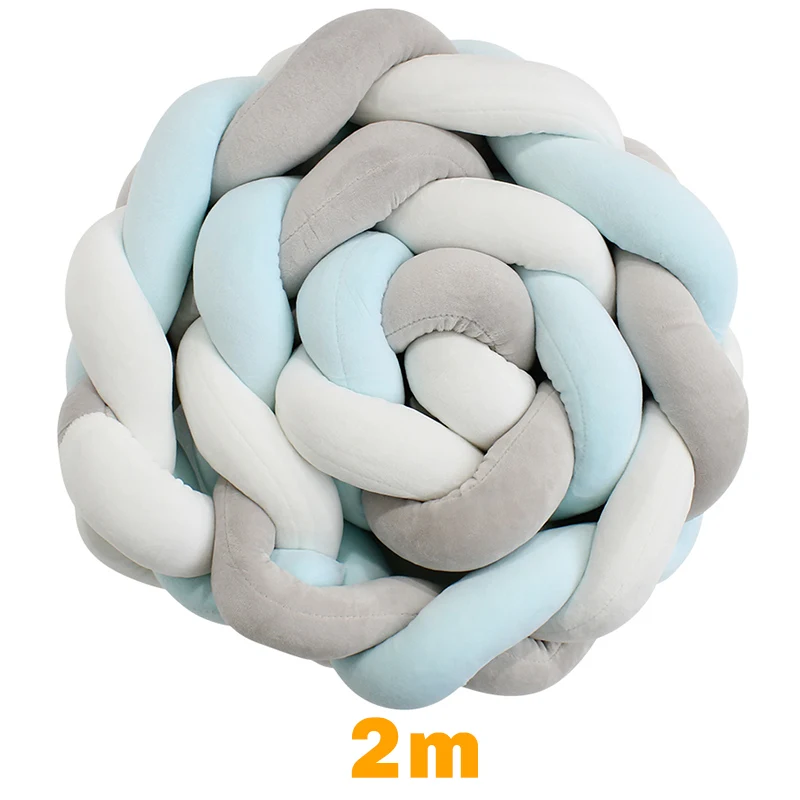 Blue Grey 2m 200 см длина Детская кровать бампер чистый цвет плетение плюшевый ребенок защита для кроватки для новорожденных украшения детской комнаты - Цвет: Blue Grey 2m