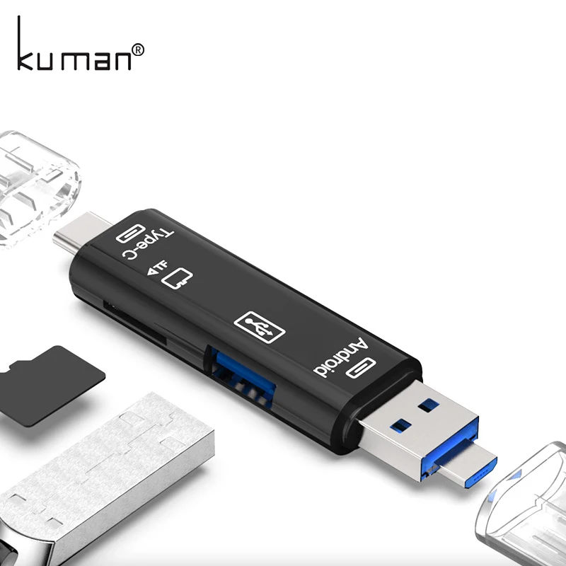 Кардридер Kuman 2 0 OTG USB TypeC интерфейс с Micro SD TF слот для карты памяти картридер