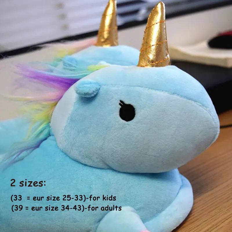 blue unicorn Тапочки с единорогом; пижамные туфли с когтями кугуруми кигуруми; Kawaii; забавные лапы для детей и взрослых; повседневная одежда для костюмированной вечеринки - Цвет: blue unicorn