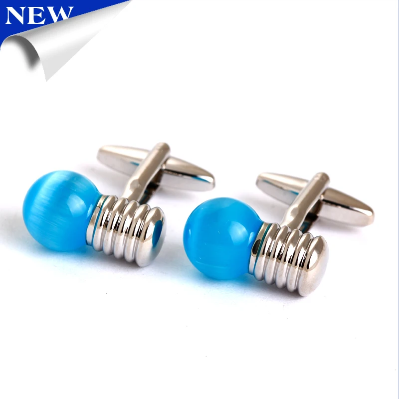 

One Pair Blue Lamp Silver Cufflink New Arrival french shirt cufflinks