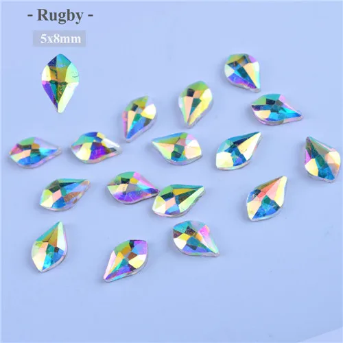 Rugby 10 шт Блестящий Кристалл AB 3d украшения для дизайна ногтей конский глаз/камни в виде капли воды Стразы для ногтей DIY аксессуары УФ-гель лак LA532 - Цвет: Rugby