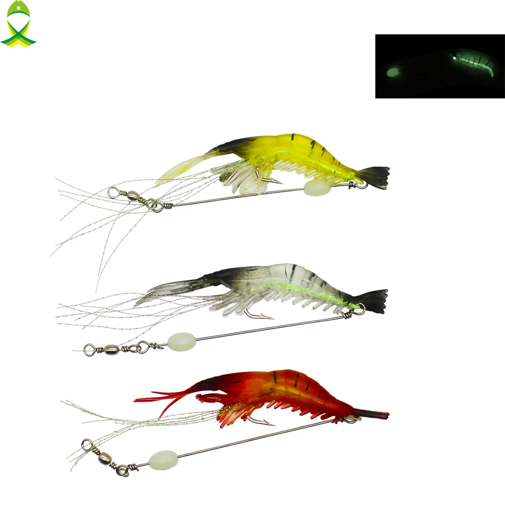 Мягкая силиконовая светящаяся Рыболовная Приманка Креветки JSM 5 шт./лот