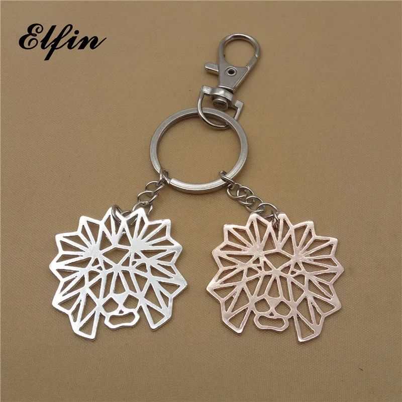 Elfin Мода и рисунком в виде птичек-оригами голова льва брелки золото Цвет серебро с