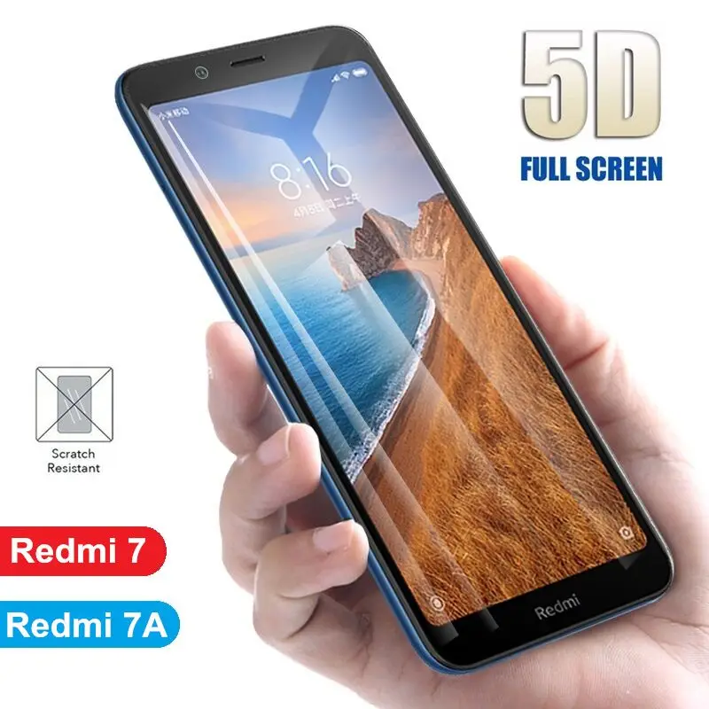 Закаленное стекло для Xiaomi Redmi 7 7A 5D полное покрытие экрана протектор для Redmi 7 смартфон закаленное защитное ультратонкое покрытие