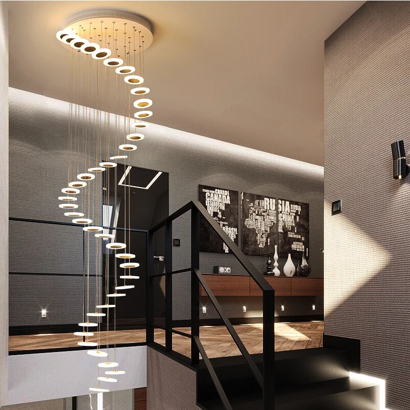 Modern LED chandelier living room pendant lamp bedroom fixtures stairs suspended lights restaurant hanging lighting luminaire