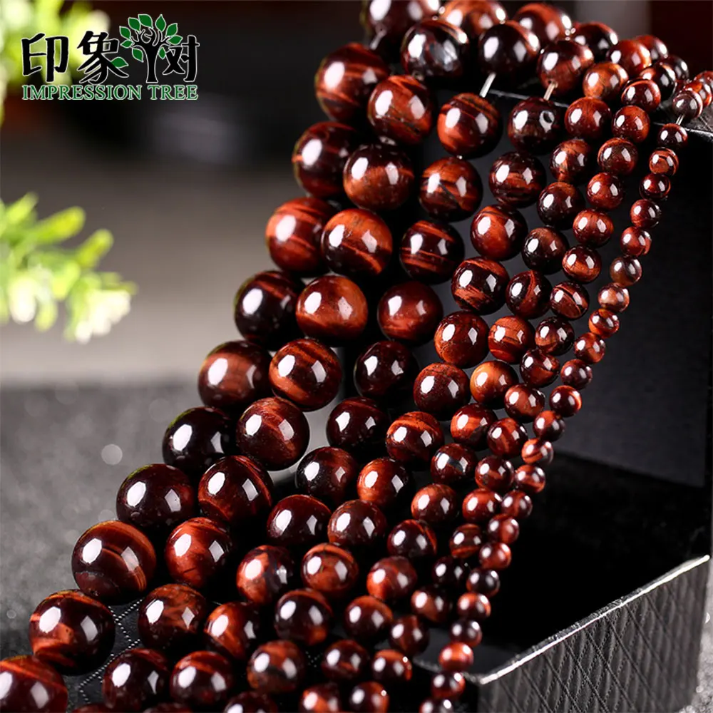 

6/8/10/12/16mm Wholesale Red Tiger Eye Natural Stone Loose Round Reiki Chakra Beads Handmade For DIY Bracelets Jewelry Making