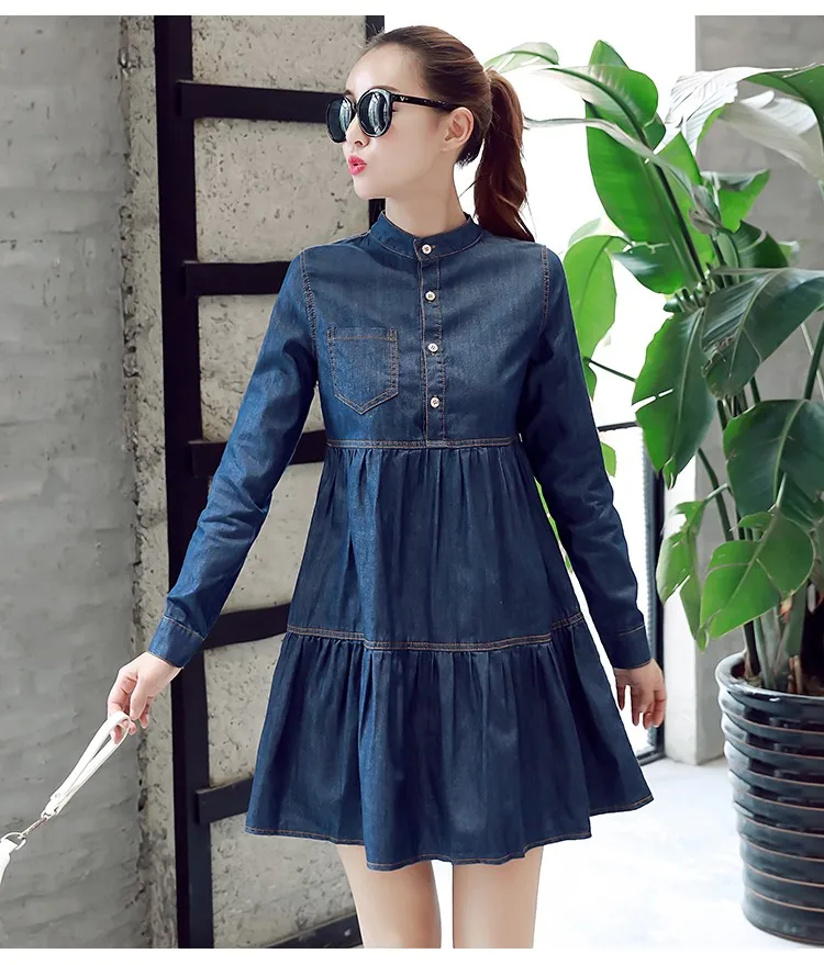 Новое Осеннее джинсовое платье для беременных женщин свободная рубашка большого