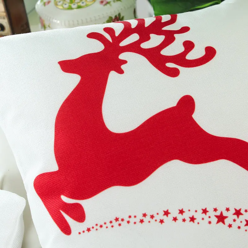 2PCS Square CaliTime Cushion Pillow Covers Shell Holiday Christmas Reindeer Decorative 18&quot X 18&quot(45cm 45cm) Red | Дом и сад