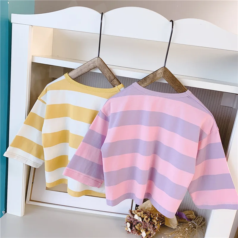Осенние детские рубашки унисекс повседневные топы в Корейском стиле полоску с