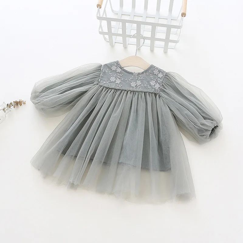 Кружевное платье для девочек детская одежда красивые весенне-Осенние костюмы