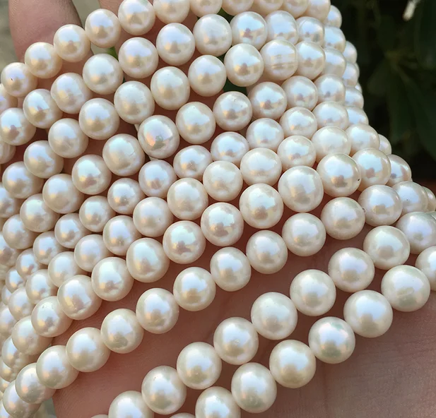 

Wholesale Top Real Freshwater pearl 10mm Round Natural White pearl highlight Fashion pearl 37cm Loose Beads women Jewelry