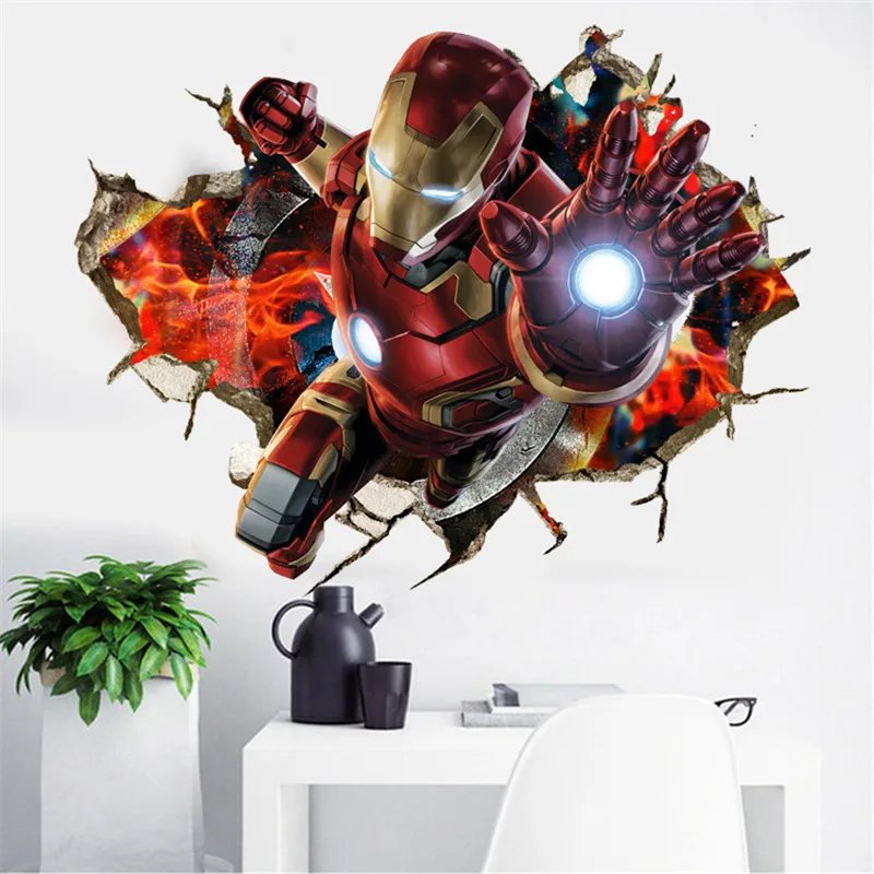 70*50 см Железный человек Новые Мстители 4 эндшпиль DIY 3D Стикеры Детская комната