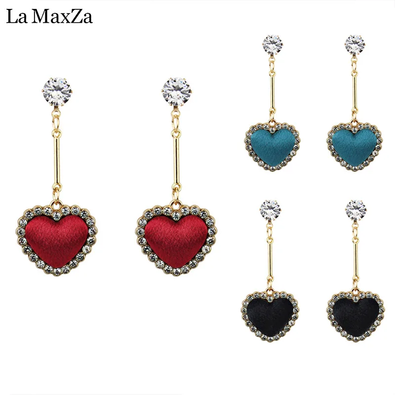 Женские серьги с подвеской в виде зеленого сердца кристаллами кристаллов