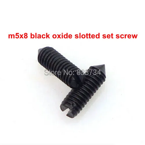 

100pcs m5*8 4.8 grade steel with black oxide slotted headless screw with cone point