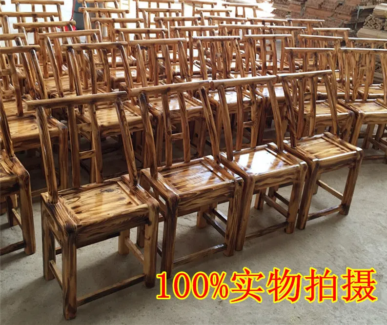 Старомодный сосновый стул деревенский из массива дерева домашний деревянный