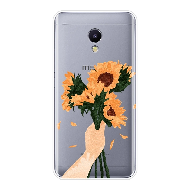 Чехол для телефона Meizu M6 M5 M3 M2 Note мягкий силиконовый чехол с цветочным принтом и