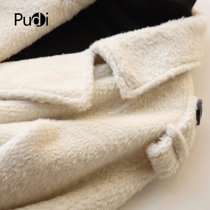 PUDI A17236 Женская Осенняя/зимняя новая модная шерстяная однотонная куртка дамское длинное стильное шерстяное пальто с карманами для отдыха