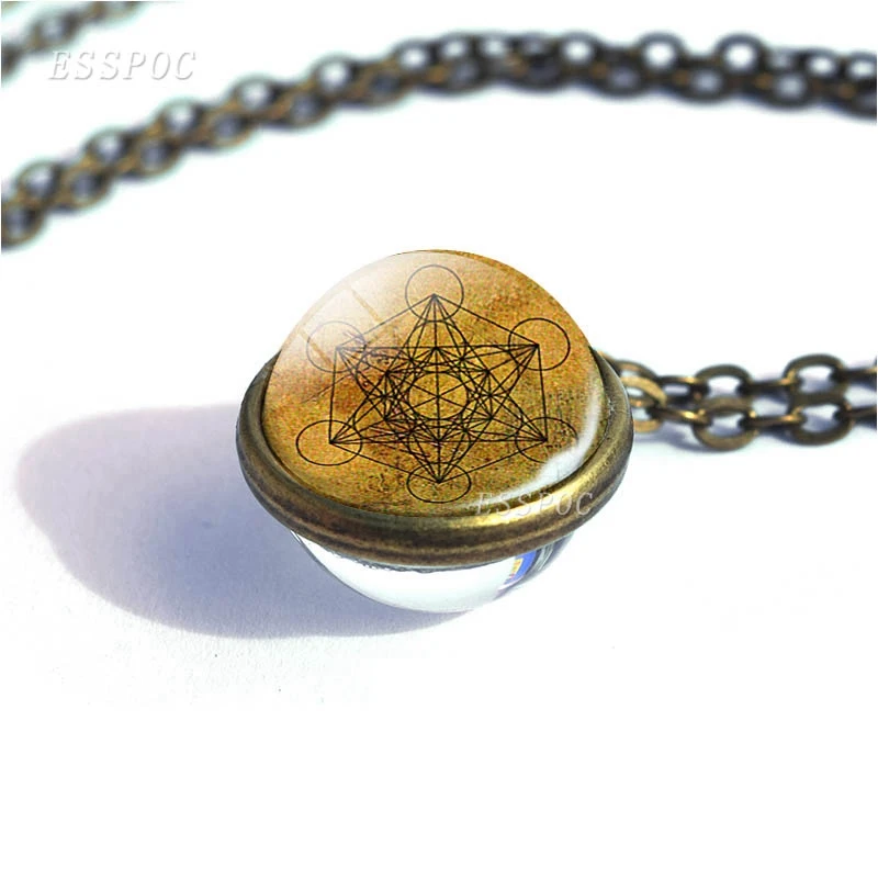 Стиль Для женщин модные Цепочки и ожерелья Шри украшения yantra цветок жизни Мандала фото двухсторонняя Цепочки и ожерелья буддийские аксессуары