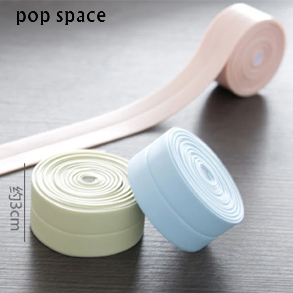 3cmX2.55m Self Adhesive Waterproof Mildew Anti-moisture Tape Wall Corner Stickers PVC Sticker Kitchen Accessories |