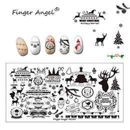 Finger Angel 1 шт. рождественские пластины для штамповки ногтей изображение штамп уникальный мультфильм Лось Снежинка 6*12 см DIY ногтей шаблон пластины - Цвет: MC05