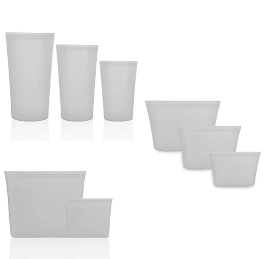 Gray 8pcs 3/8 шт. силиконовый слайдер застежки-молнии Еда vegetablebag Еда хранения пакеты для сохранения свежести продуктов герметичный контейнер миска для свежей еды многоразовый стоьте вверх застежкой-молнией закрыть мешок - Цвет: Gray 8pcs