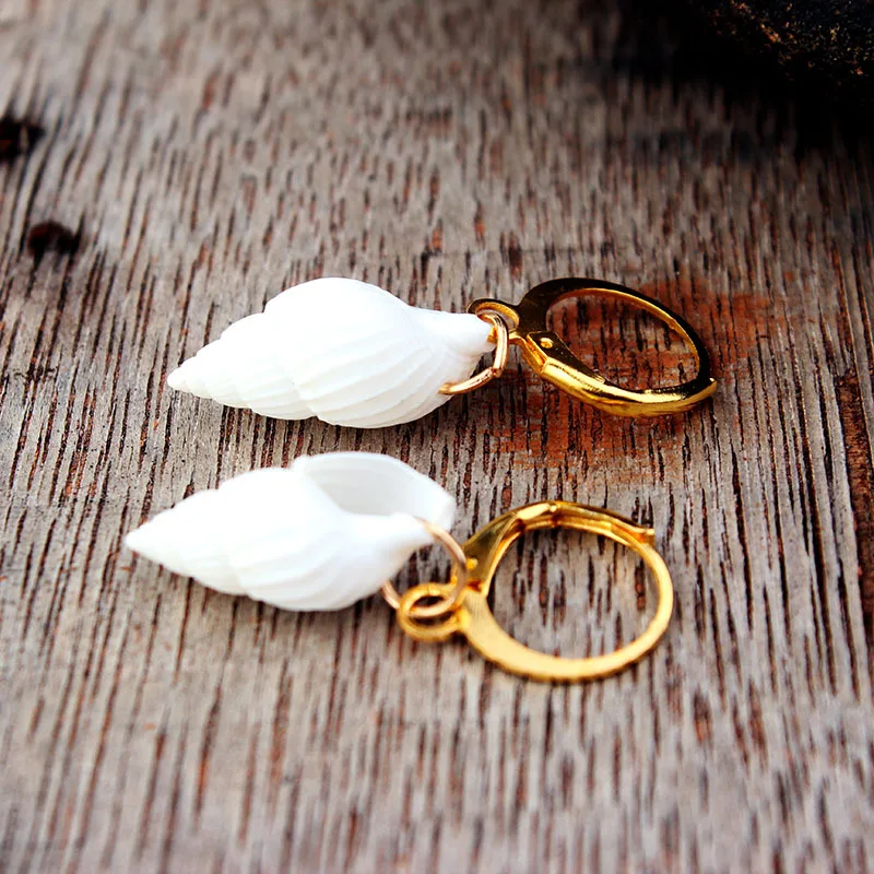 Новая мода DIY Морская раковина кулон серьги ручной работы Золотые эффектный