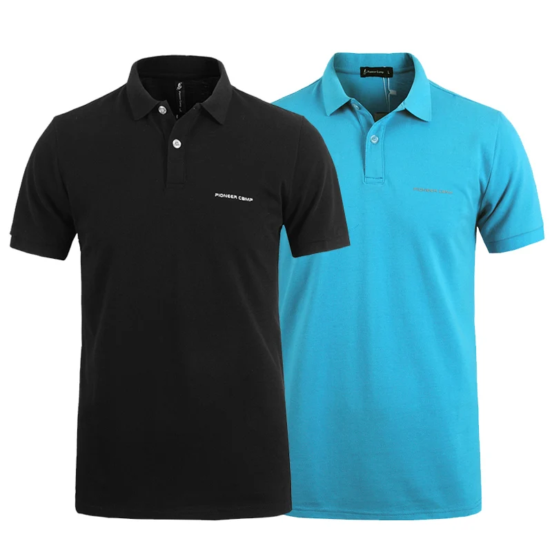 black naval blue Pionner Camp, 2 пары в упаковке, популярная мужская рубашка поло, Классическая Деловая и Повседневная однотонная мужская рубашка поло с коротким рукавом, дышащая футболка-поло - Цвет: black naval blue