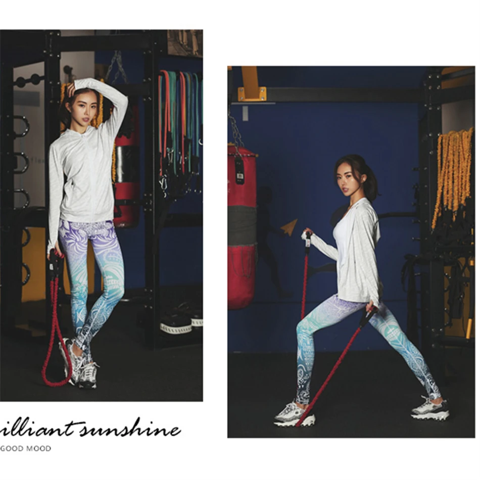 Oyoo Потрясающие Красивые штаны для йоги с высокой талией цветочным принтом